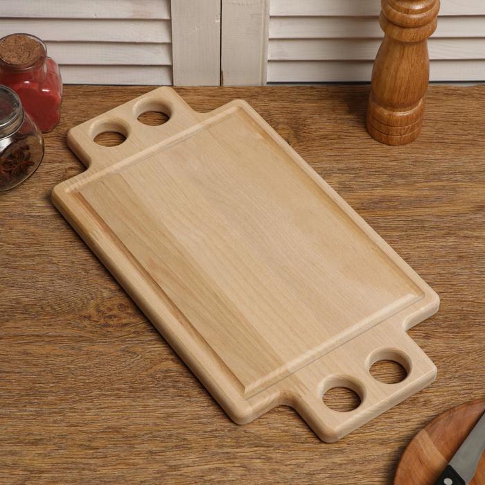 

Доска разделочная и сервировочная "Функциональная №4", с желобом, МАССИВ, 38×20×2 см, Доски разделочные