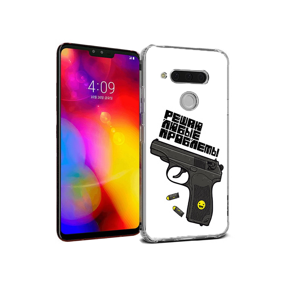 

Чехол MyPads Tocco для LG V40 ThinQ пистолет против проблем (PT121590.74.542), Прозрачный, Tocco
