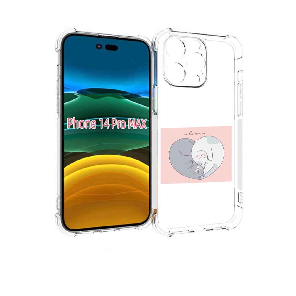 

Чехол MyPads котики-в-форме-сердца для iPhone 14 Pro Max, Прозрачный, Tocco