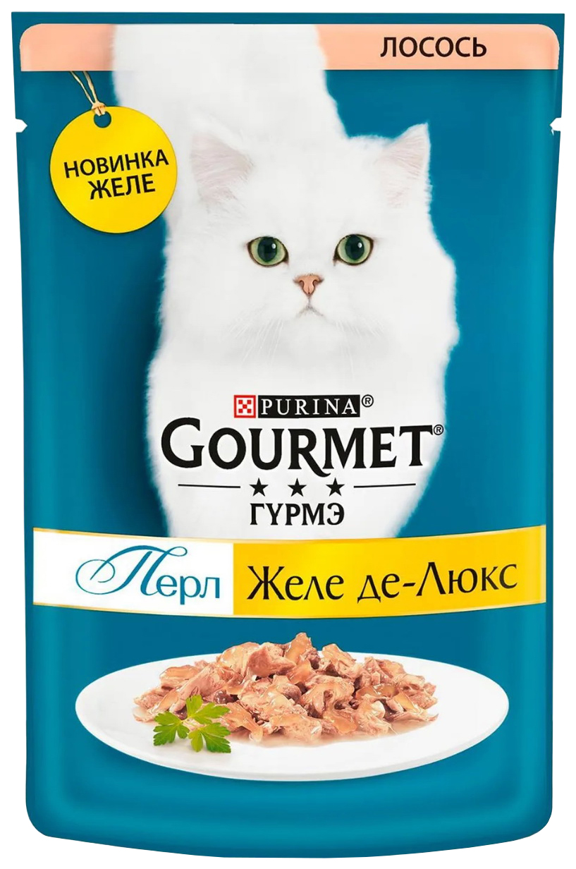 

Влажный корм для кошек Gourmet Perle Желе-де-Люкс с лососем, 75г, Perle