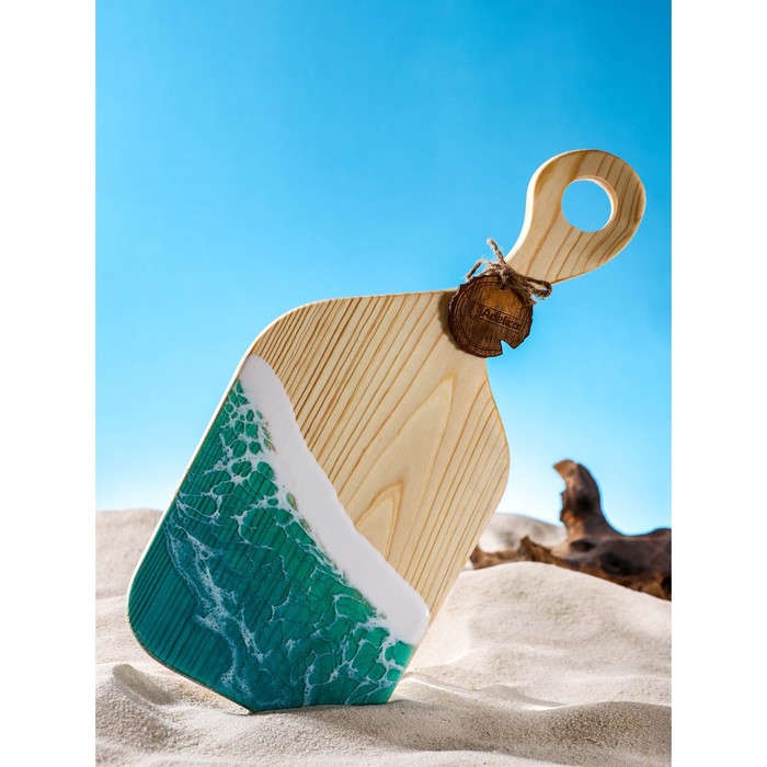 

Доска разделочная авторская Adelica, с эпоксидной пищевой смолой, 17×38×2,5 см, цельный ке, Посуда авторская "Райское наслаждение"