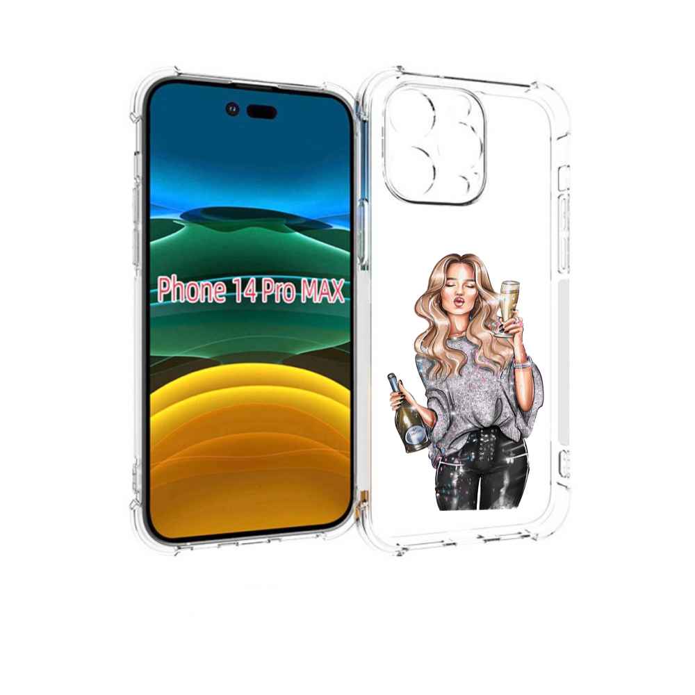 

Чехол MyPads красивая-любительница-шампанского женский для iPhone 14 Pro Max, Прозрачный, Tocco