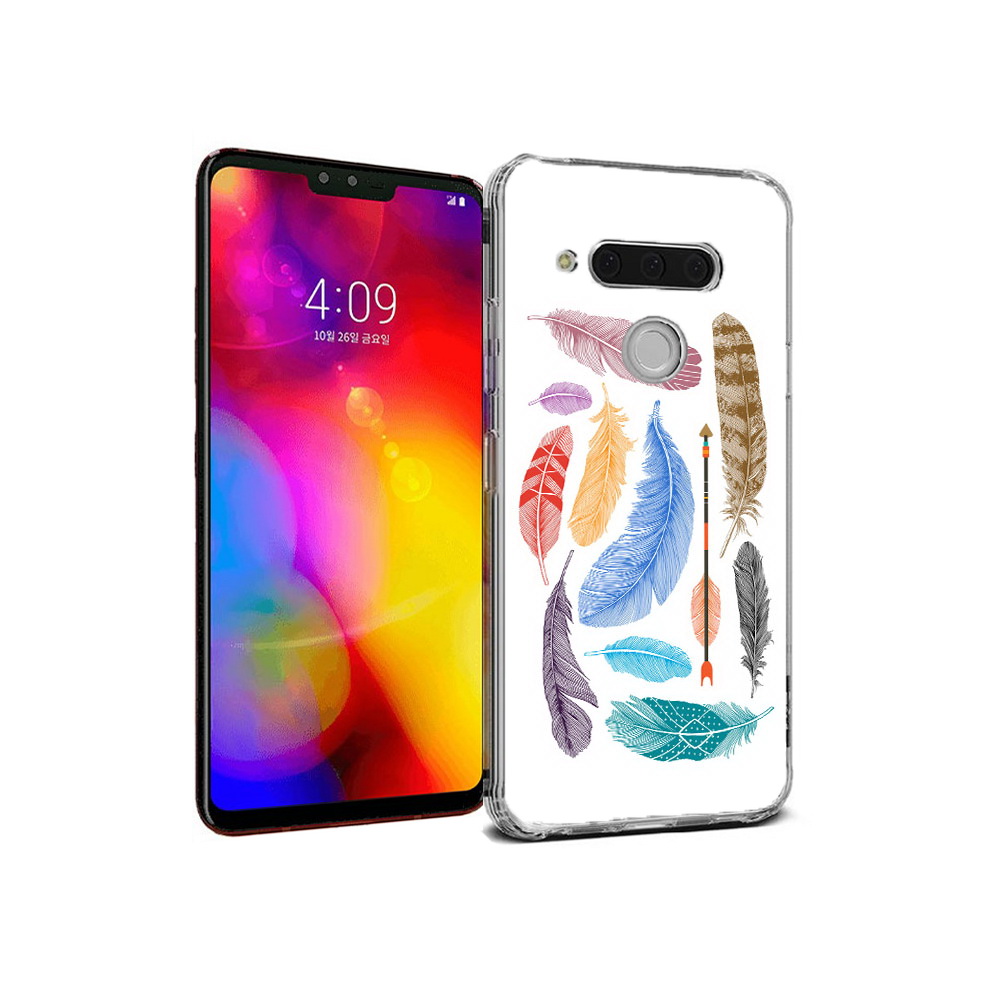 

Чехол MyPads Tocco для LG V40 ThinQ разноцветные перья (PT121590.74.572), Прозрачный, Tocco