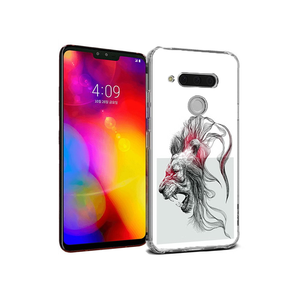 

Чехол MyPads Tocco для LG V40 ThinQ разъяренный лев (PT121590.74.576), Прозрачный, Tocco