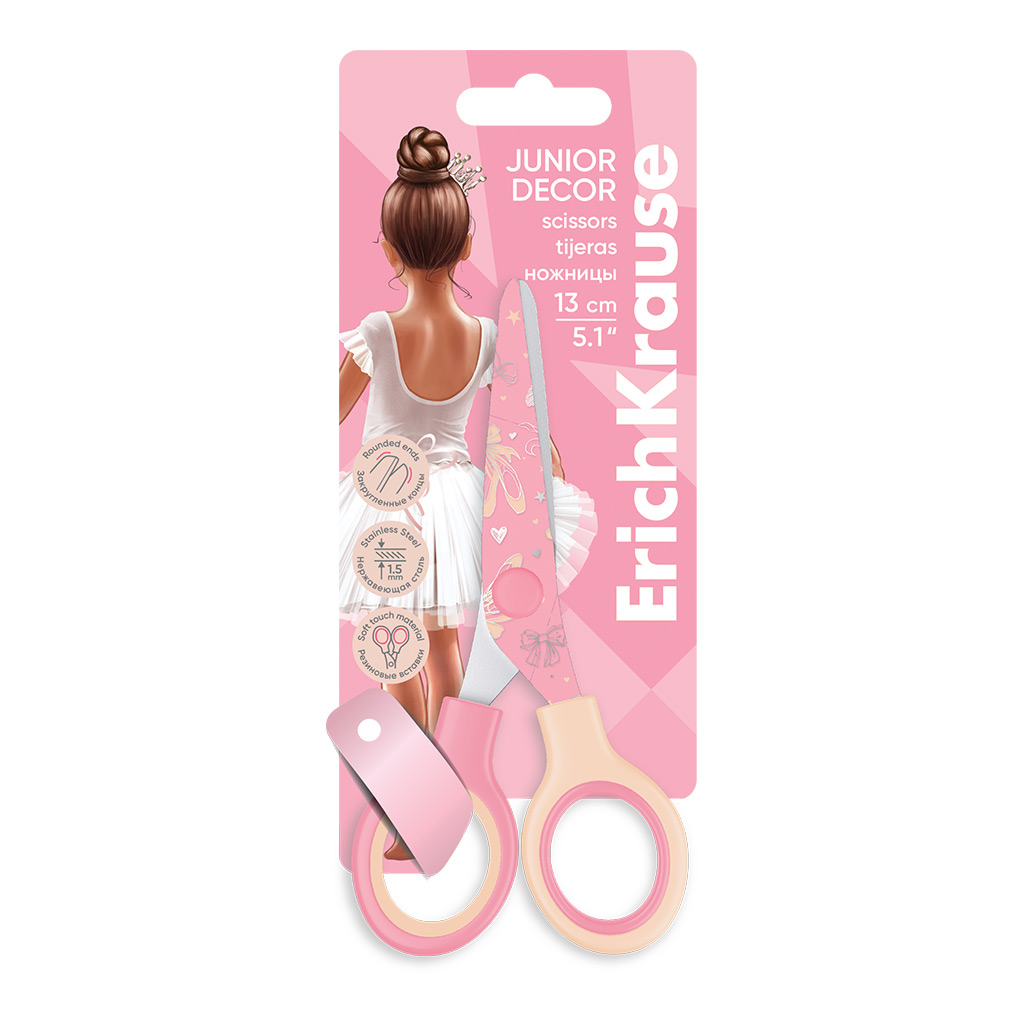 Ножницы ErichKrause Junior Decor Pointes, с принтом, 13см в блистере 60491