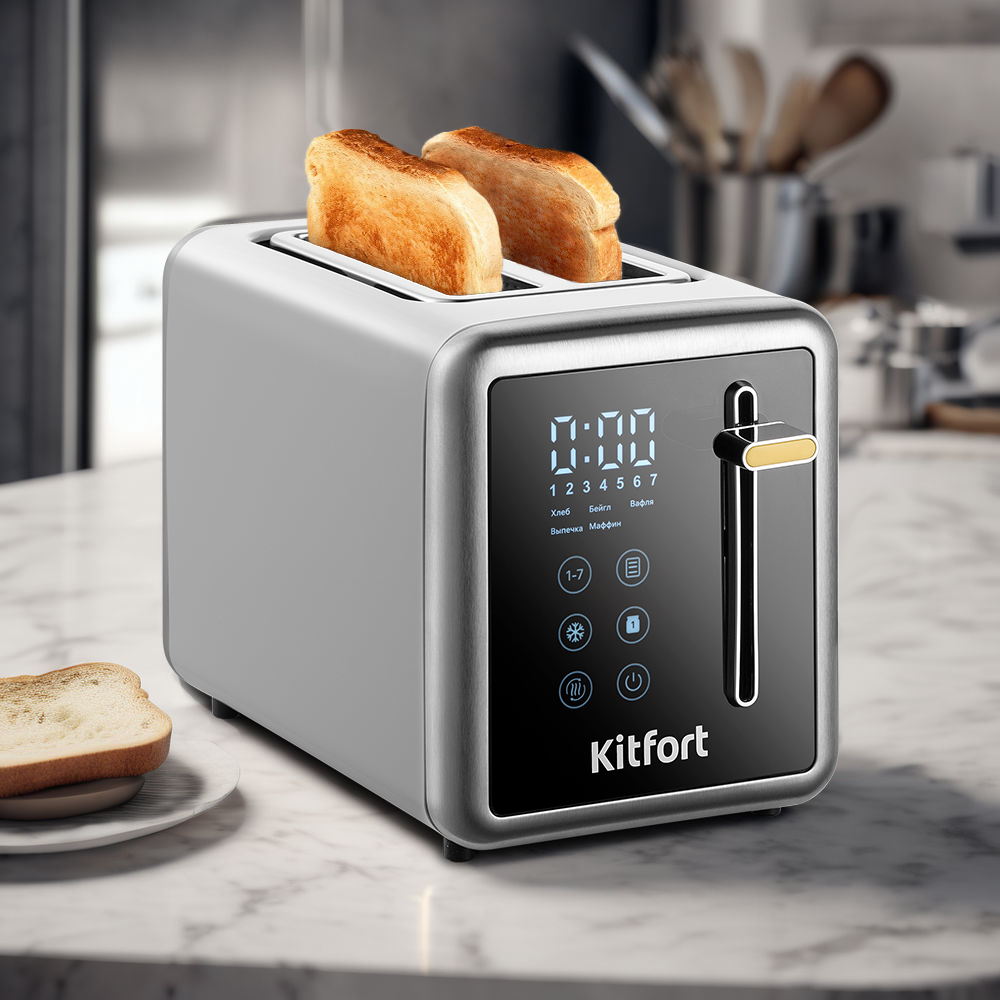 Тостер Kitfort КТ-6079 серебристый тостер kitfort кт 2065 серебристый