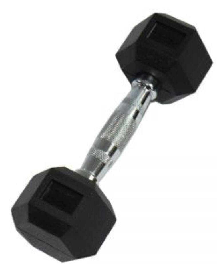 Неразборная гантель Perform Better Rubber Encased Hex Dumbbells 1 x 5 кг, черный