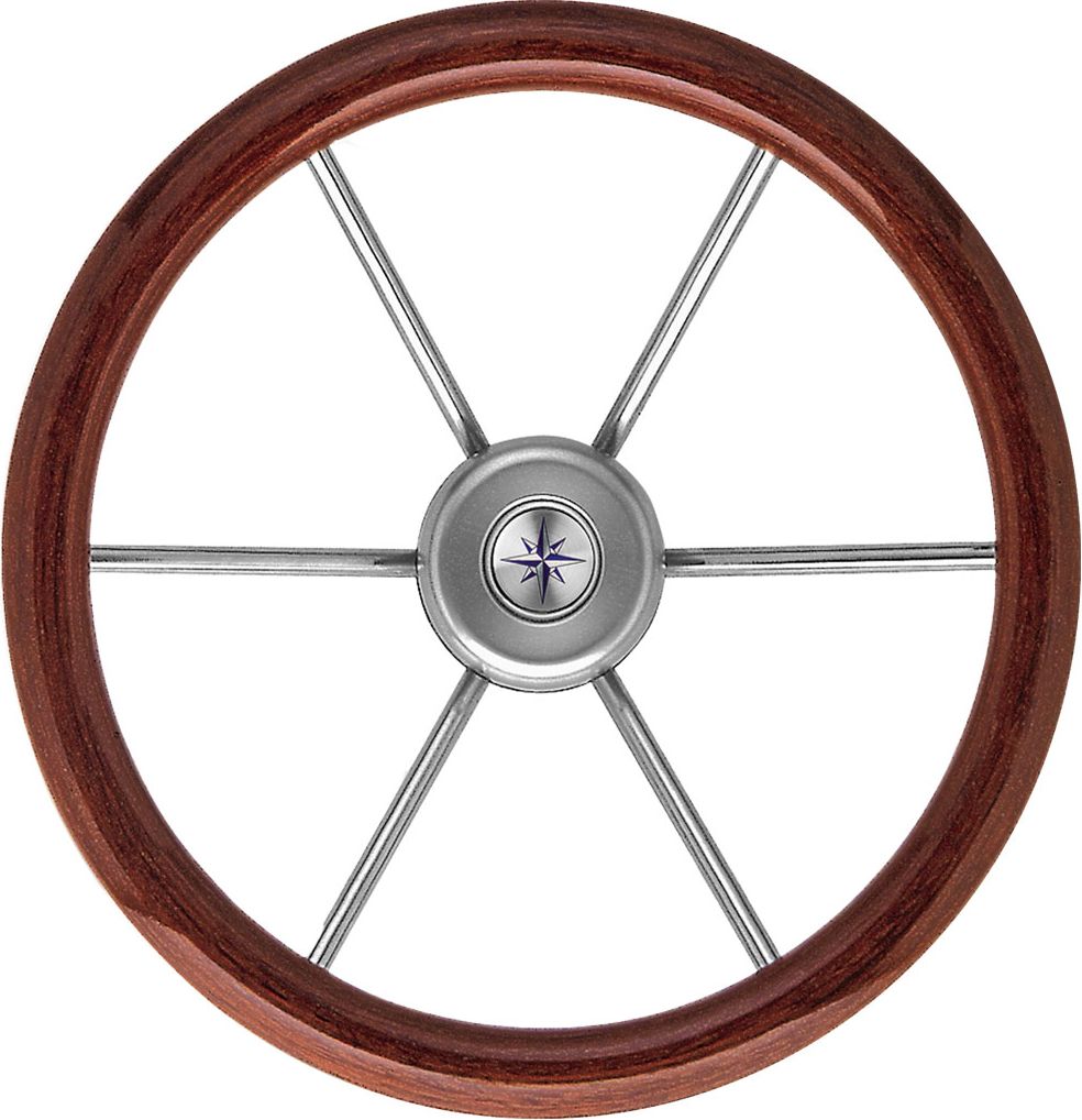 Рулевое колесо LEADER WOOD деревянный обод серебряные спицы д. 390 мм