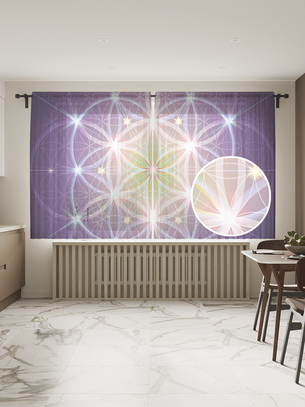 

Фототюль JoyArty "Цветок жизни", 145x180 см (2 полотна со шторной лентой + 50 крючков), Цветок жизни