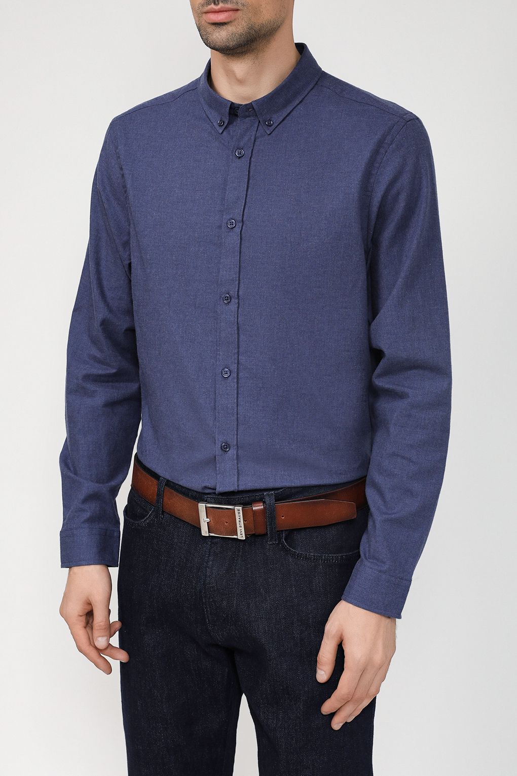 

Рубашка мужская D.Molina DM23093512 синяя 2XL, Синий, DM23093512