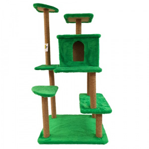 Комплекс для кошек Золотой кот Гимнаст, зеленый, 4 уровня