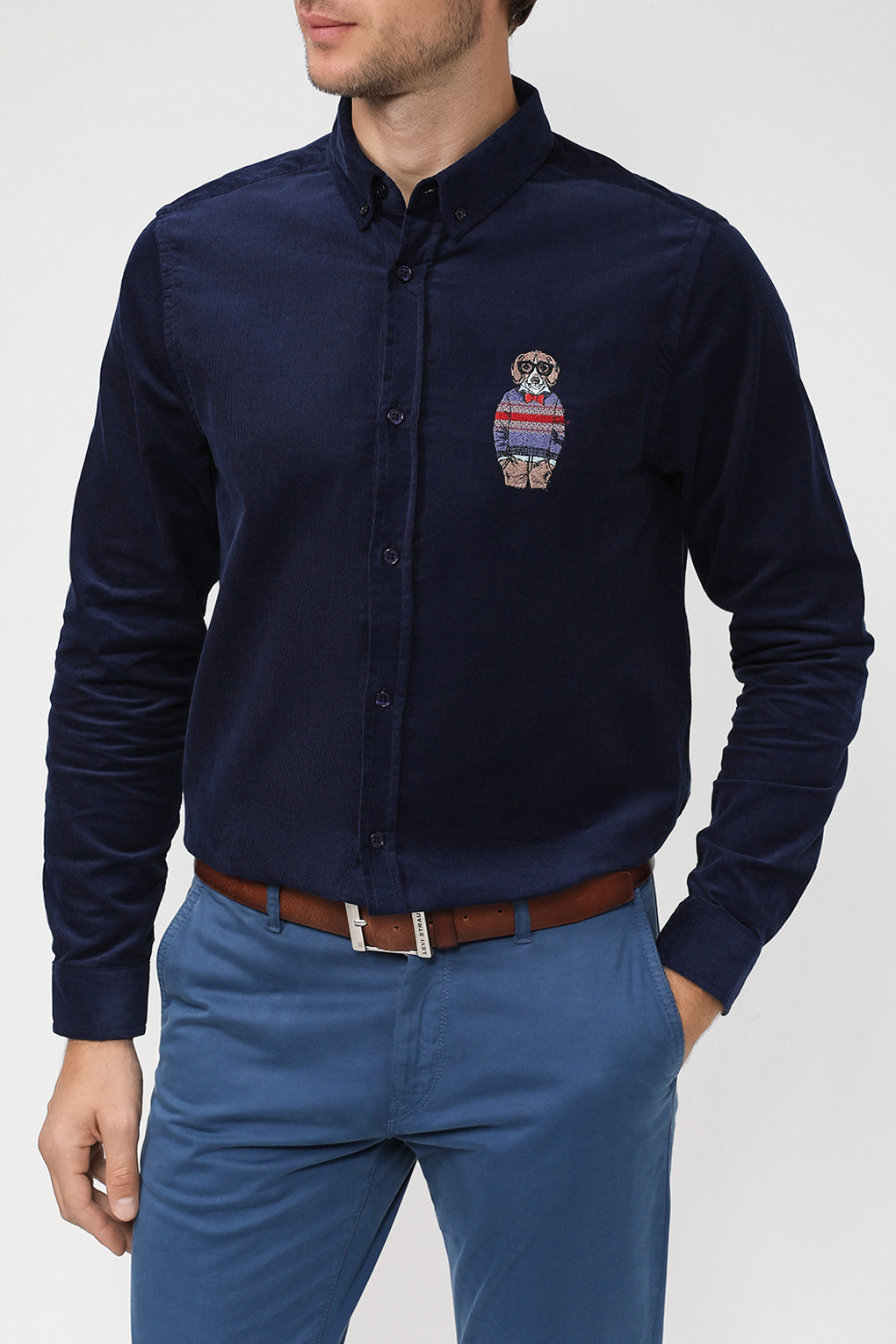 

Рубашка мужская D.Molina DM23093515 синяя 2XL, Синий, DM23093515