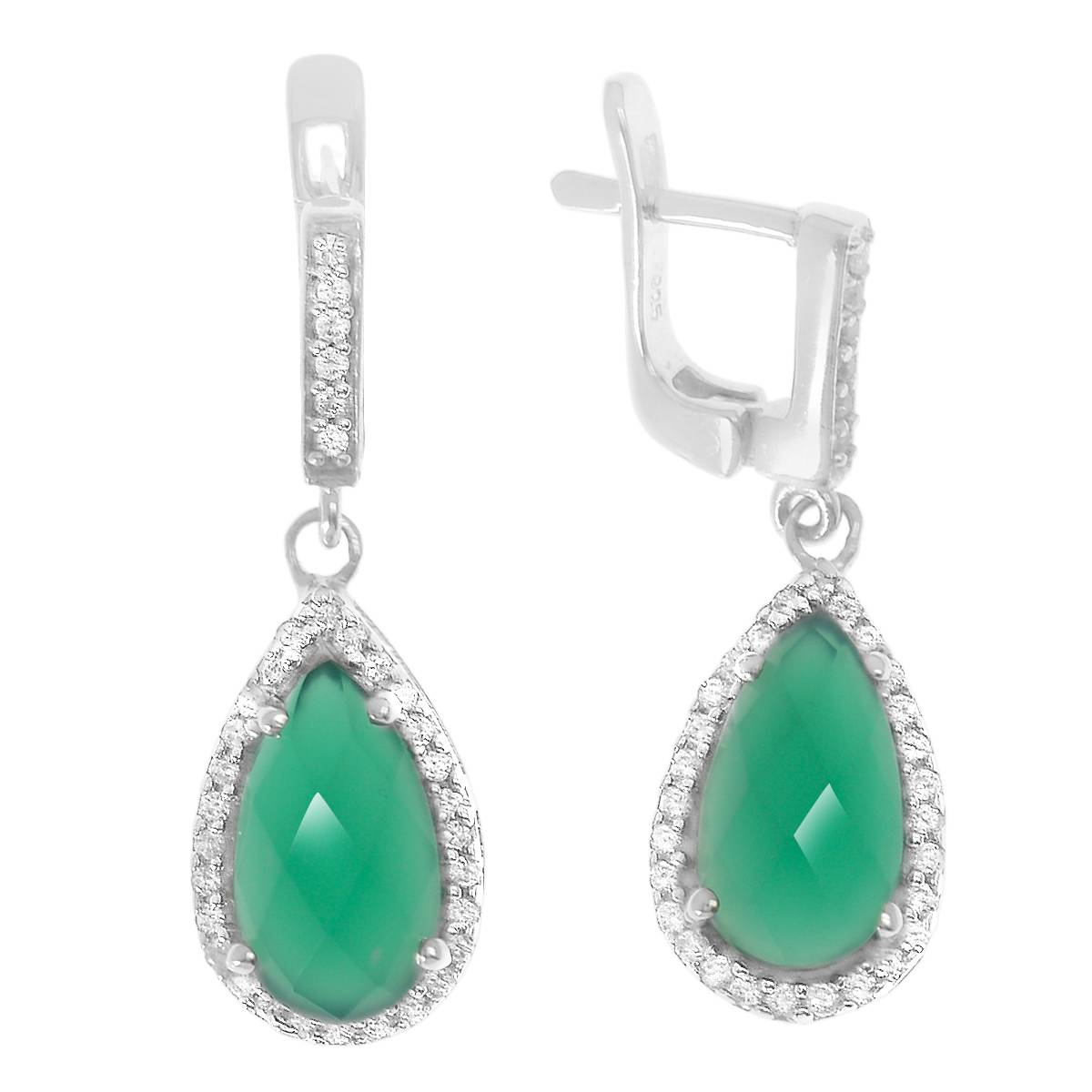 

Серьги подвески из серебра Balex Jewellery 2410931567, хризопраз/фианит, 2410931567