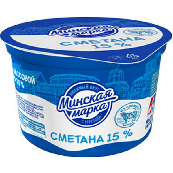

Сметана 15% 180гр Минская марка