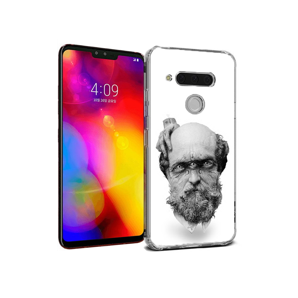 

Чехол MyPads Tocco для LG V40 ThinQ страшный бородатый мужчина абстракция, Прозрачный, Tocco