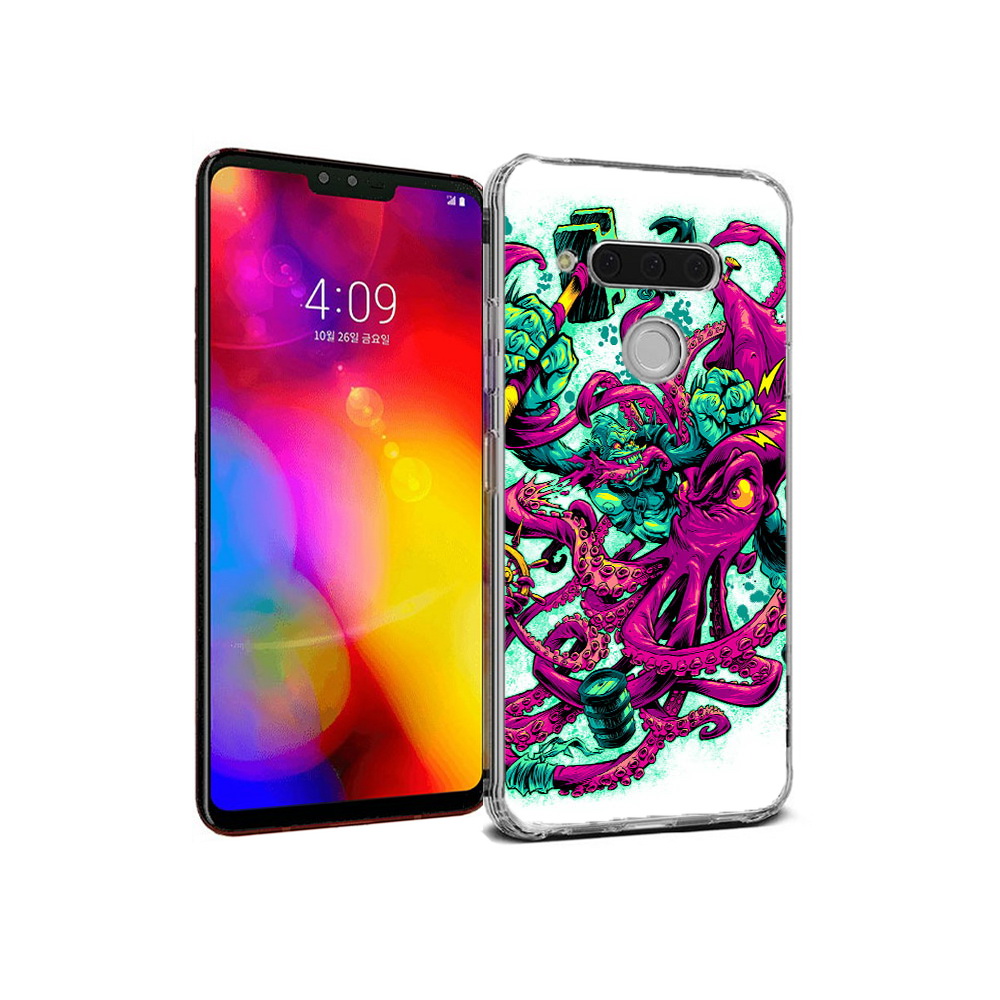 

Чехол MyPads Tocco для LG V40 ThinQ фиолетовый кракен (PT121590.74.657), Прозрачный, Tocco