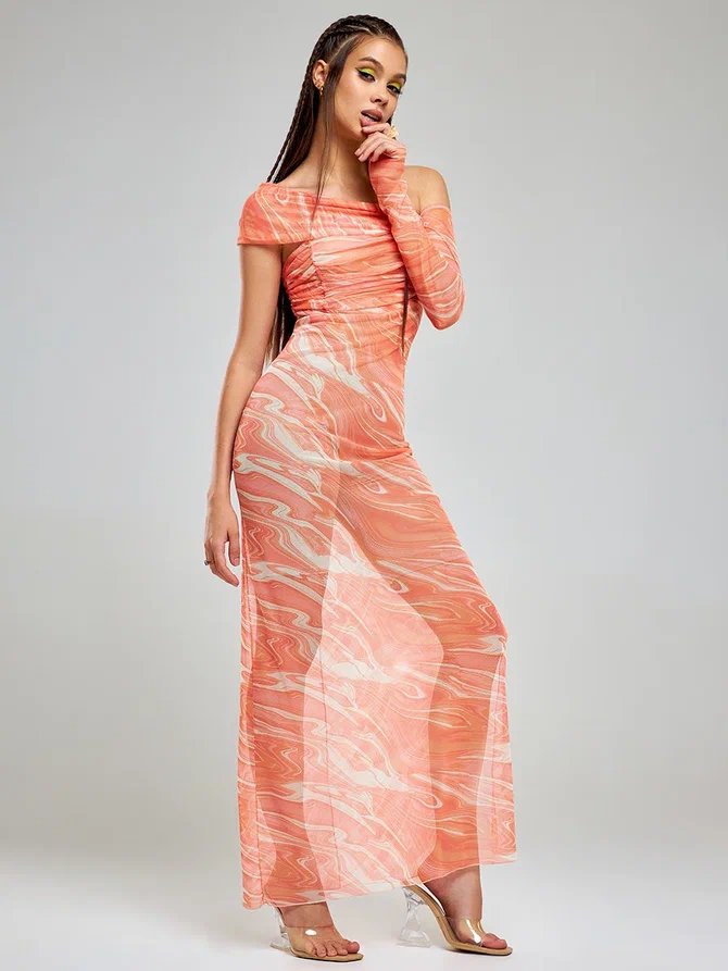 Платье женское ALZA LX0002 оранжевое 42 RU