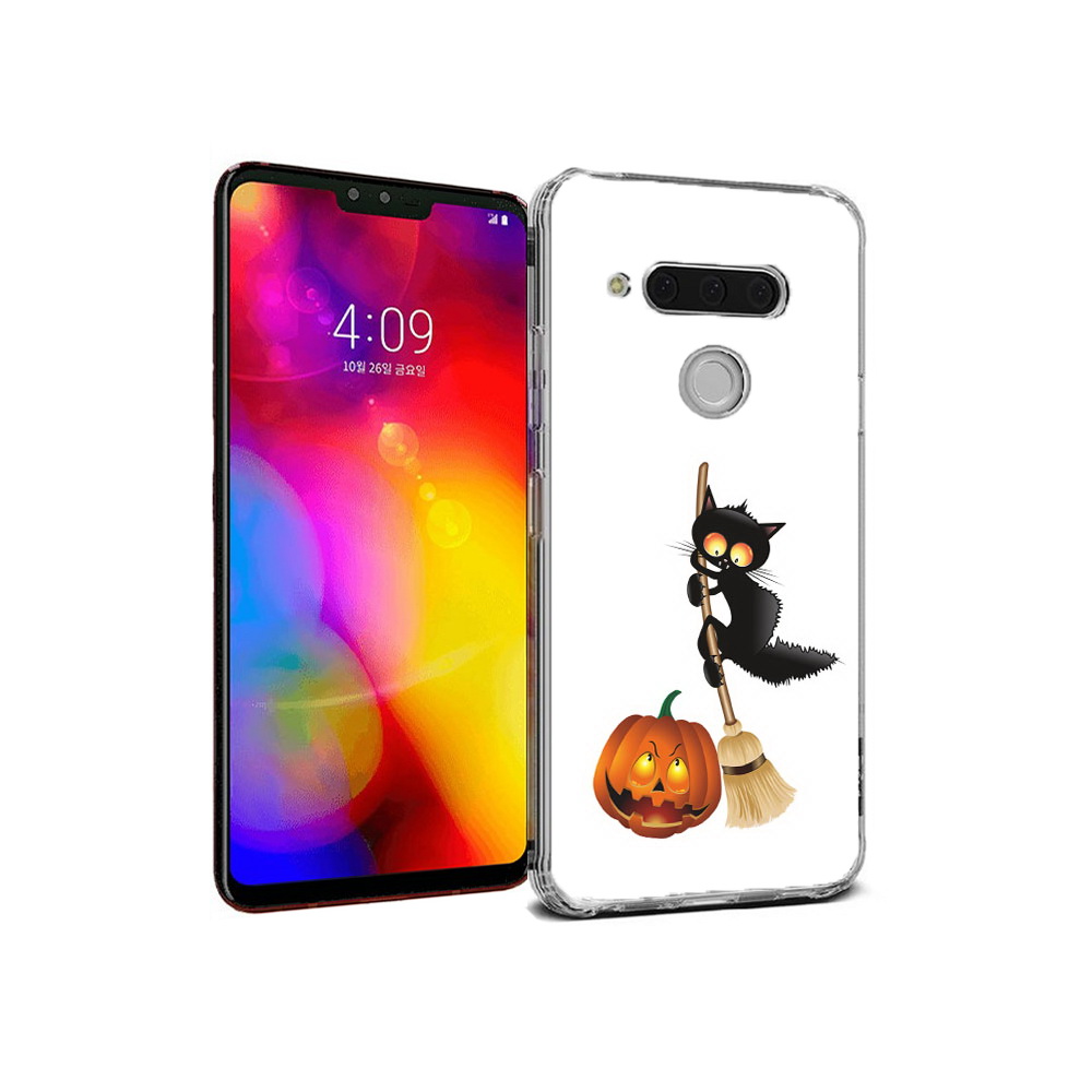 

Чехол MyPads Tocco для LG V40 ThinQ хэлуинский котик (PT121590.74.667), Прозрачный, Tocco