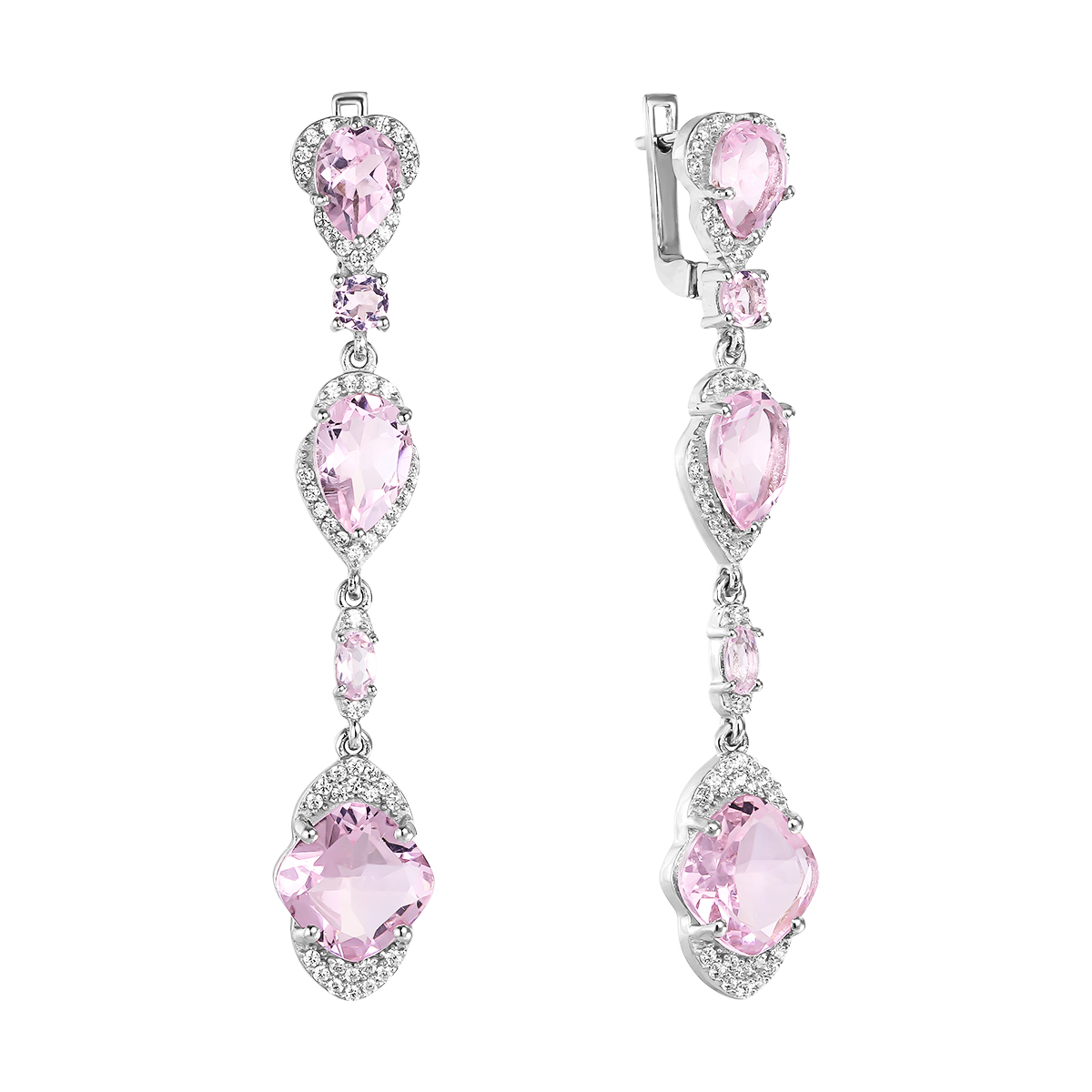 

Серьги женские из серебра Balex Jewellery 2410931784, морганит/фианит, 2410931784