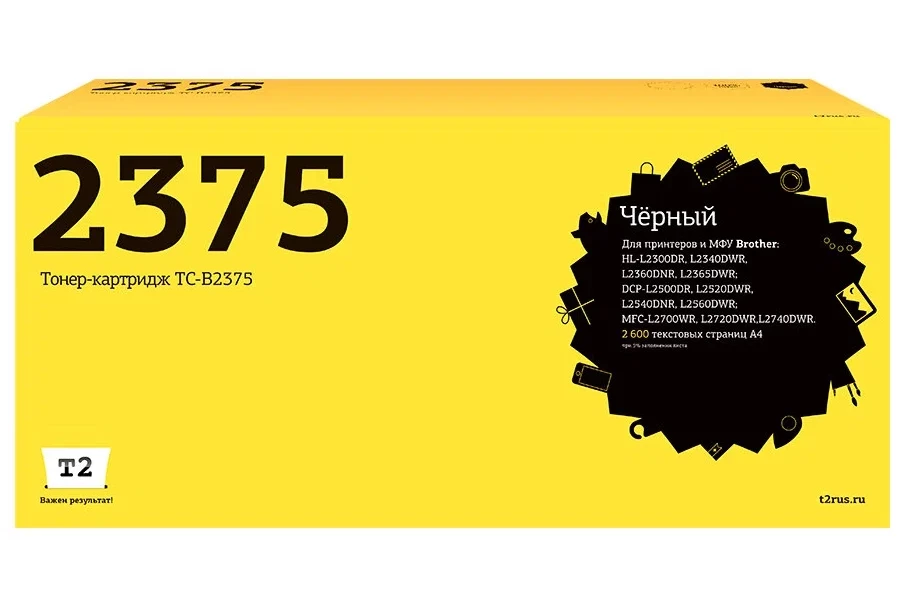 

Картридж для лазерного принтера T2 TN-2375 (TC-B2375) черный, совместимый, TN-2375