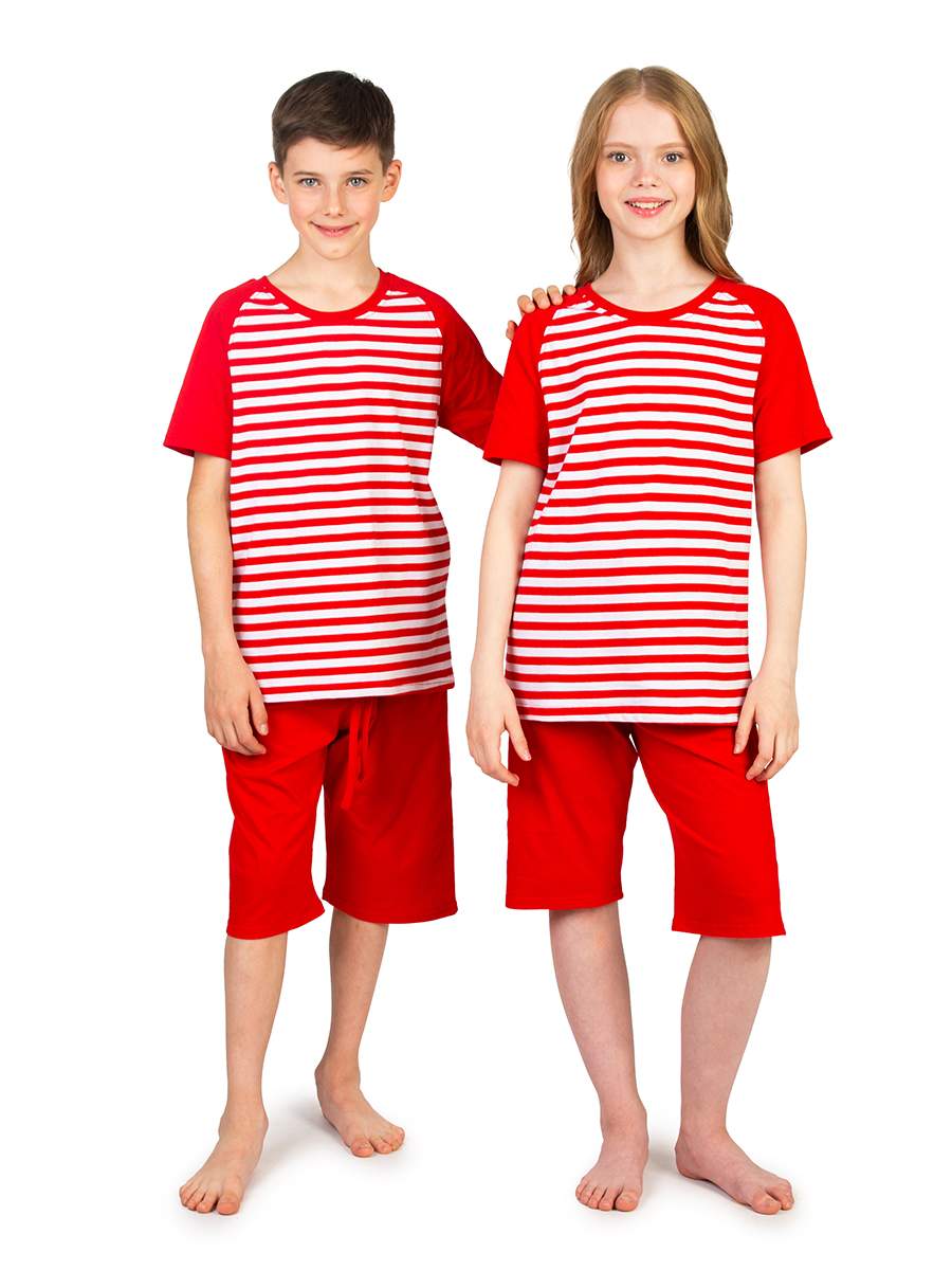Пижама детская N.O.A. 11433, красный в полоску, 152