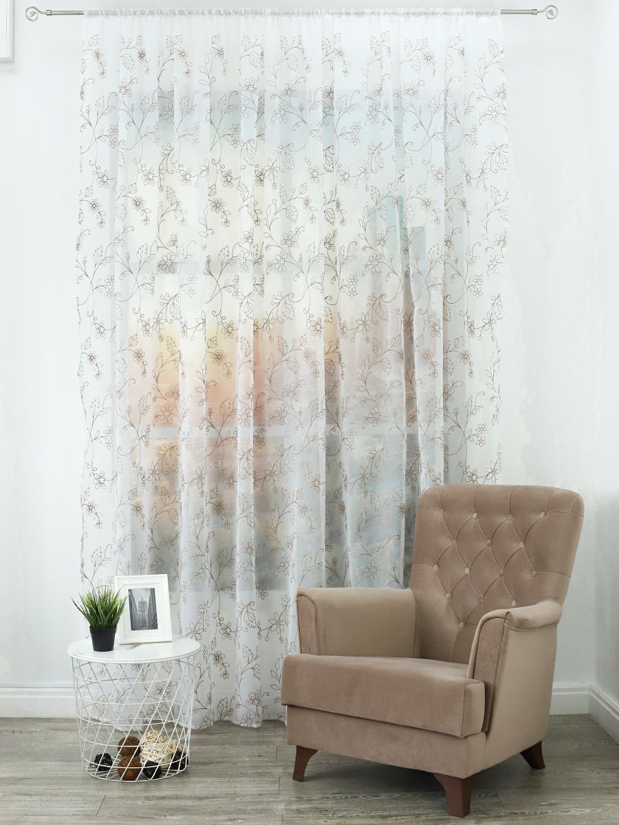 фото Тюль amore mio rr 62010050-02 вышивка premium 3,0*2,7 1 шт. кофейный 26939