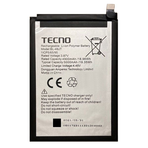 

Аккумулятор для телефона Tecno Camon 18P BL-49JT мАч 5000