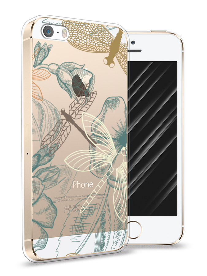 

Чехол Awog на Apple iPhone 5/5S/SE / Айфон 5/5S/SE "Тени стрекоз", Разноцветный, 10350-8