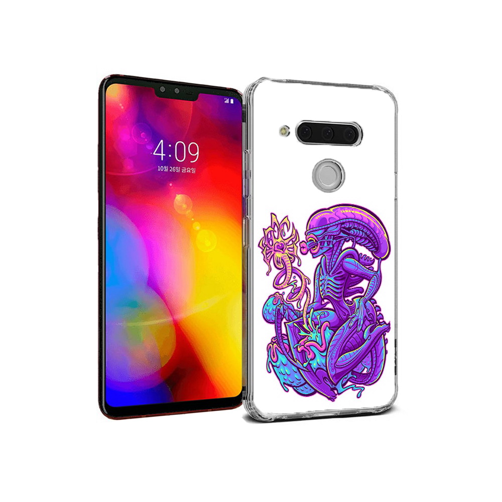 

Чехол MyPads Tocco для LG V40 ThinQ чужой фиолетовый цвет (PT121590.74.693), Прозрачный, Tocco