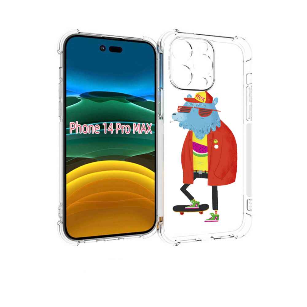 

Чехол MyPads медведь на скейте для iPhone 14 Pro Max, Прозрачный, Tocco