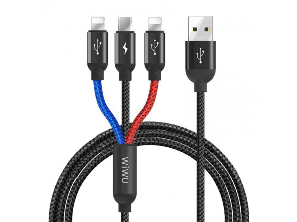 фото Кабель wiwu usb type a - 2 × lightning / micro usb вилка-вилка м (13168)