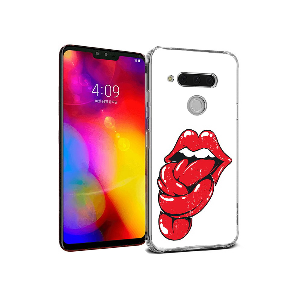 

Чехол MyPads Tocco для LG V40 ThinQ яркие губы с языком (PT121590.74.705), Прозрачный, Tocco