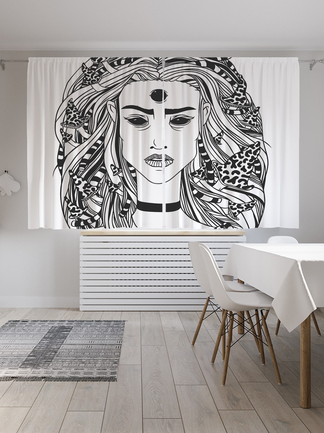 фото Шторы joyarty с фотопечатью "мистическая девушка" из сатена, 290х180 см