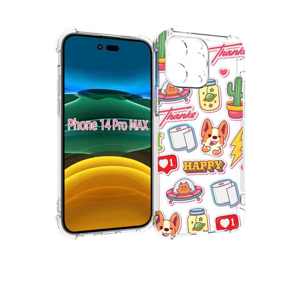 

Чехол MyPads милые-стикеры-корги для iPhone 14 Pro Max, Прозрачный, Tocco