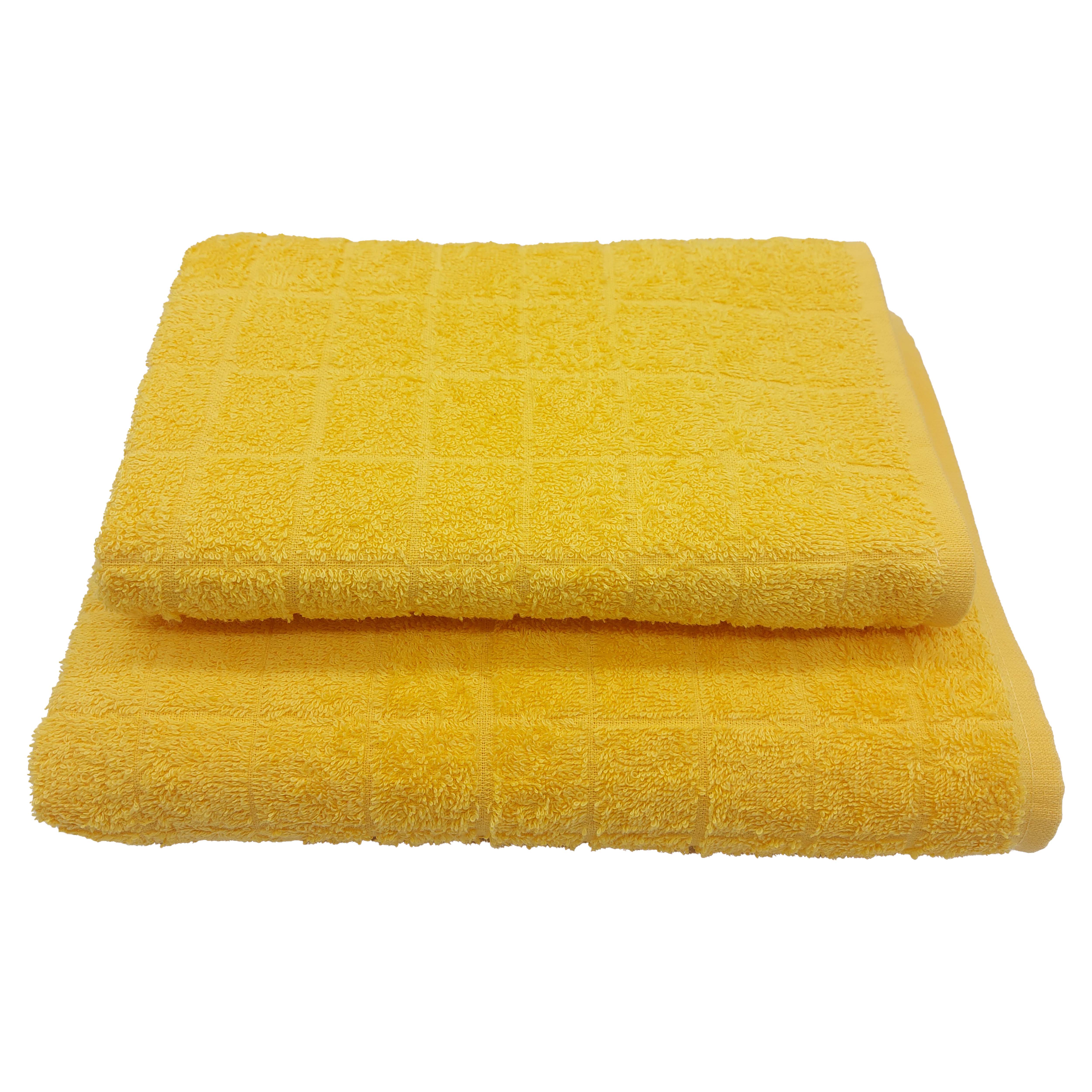 Набор из двух банных махровых полотенец Porto желтый размеры 50x80см70x130см клетка