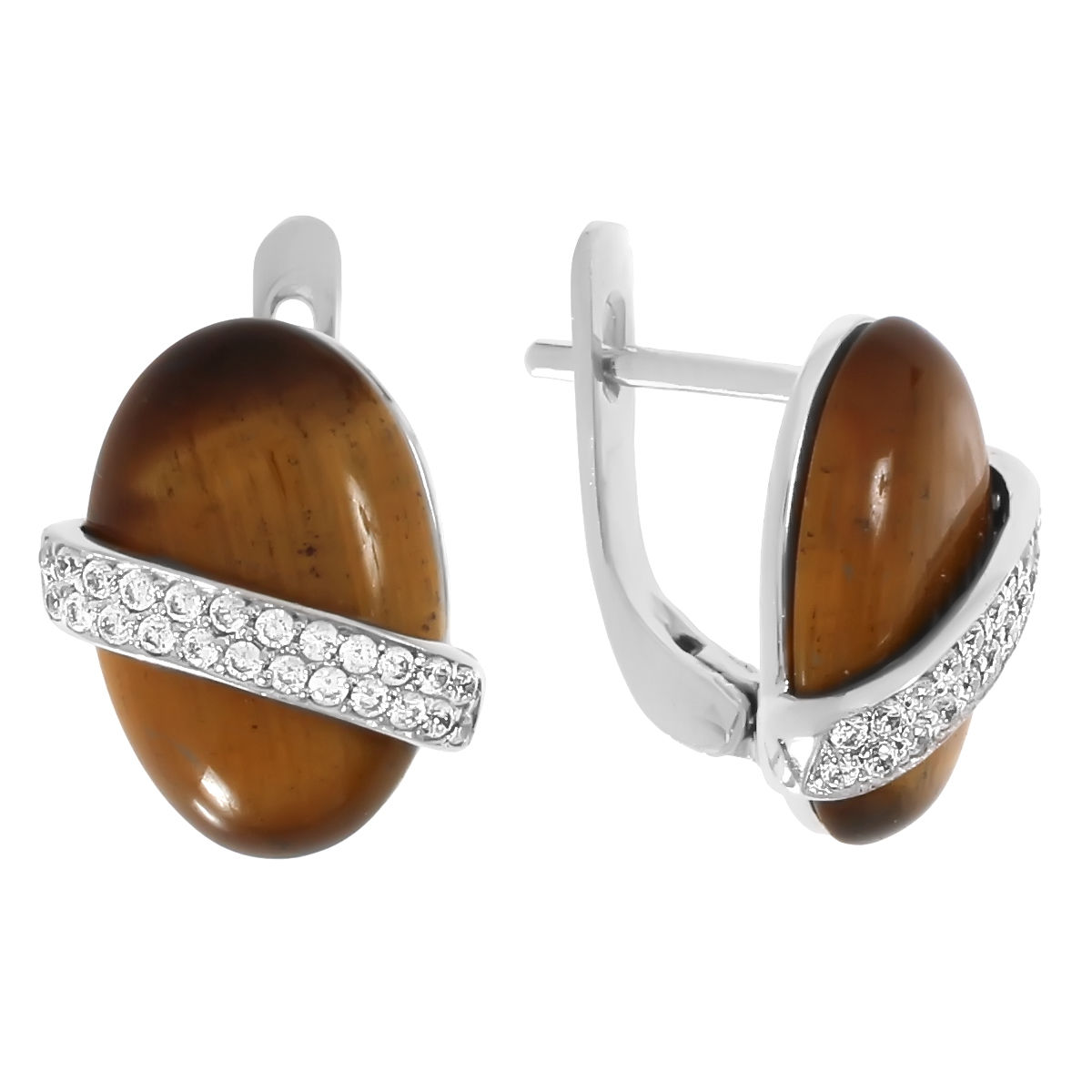 

Серьги из серебра Balex Jewellery 2421930174, тигровый глаз/фианит, 2421930174