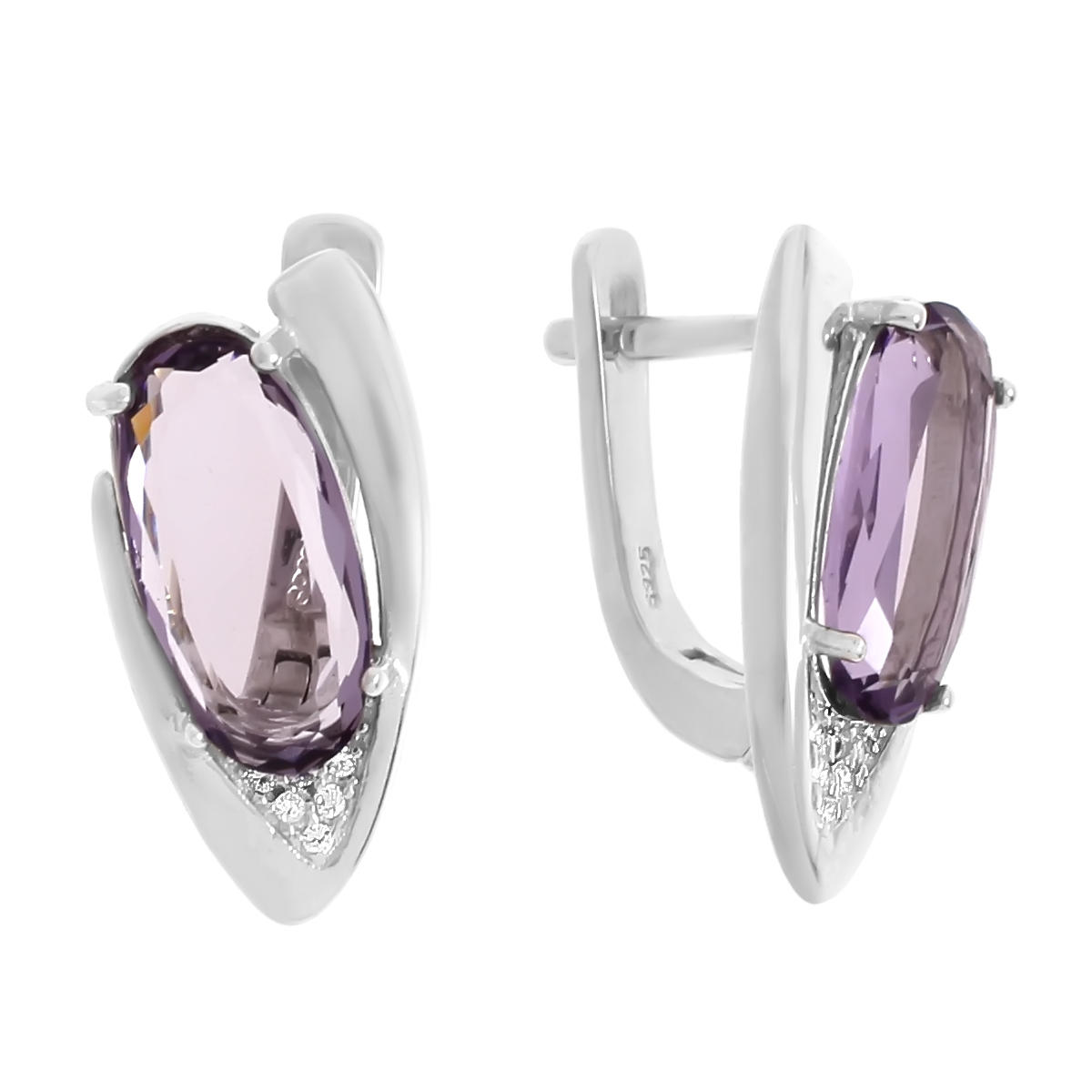 

Серьги женские из серебра Balex Jewellery 2422910289, аметист/фианит