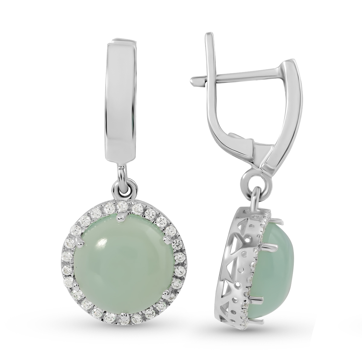 

Серьги подвески из серебра Balex Jewellery 2429930049, халцедон/фианит, 2429930049