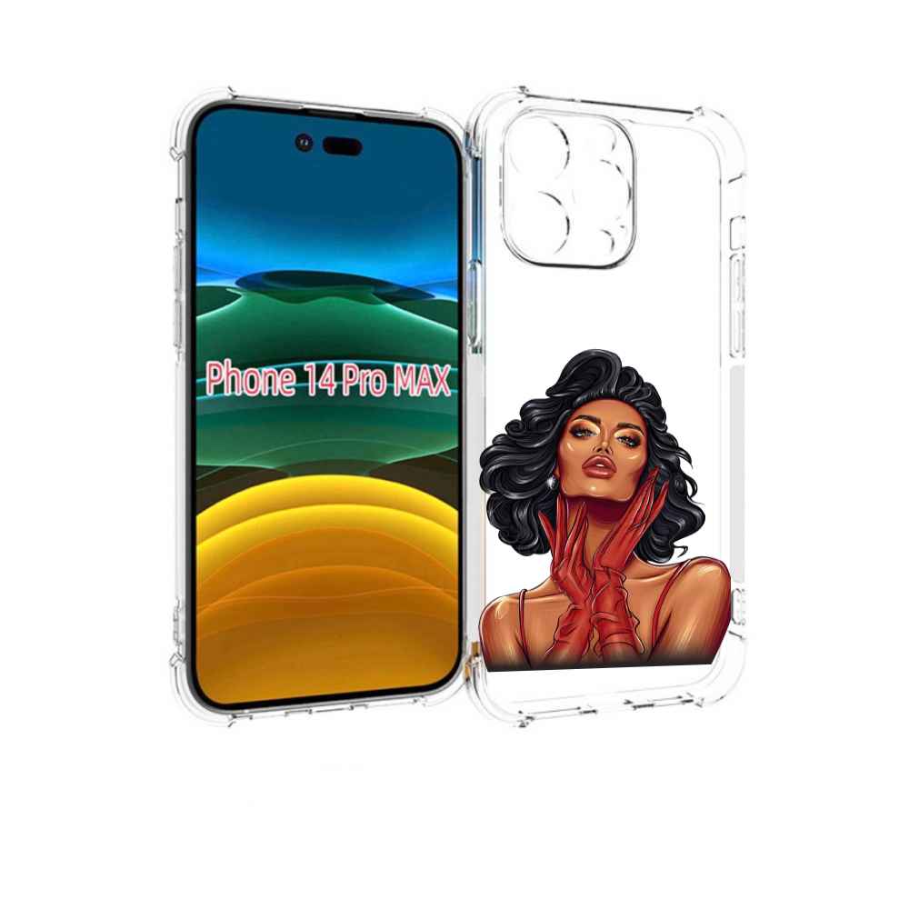 

Чехол MyPads мулатка-в-перчатках женский для iPhone 14 Pro Max, Прозрачный, Tocco