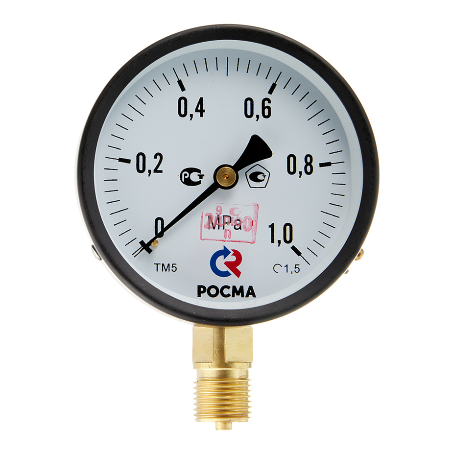 Манометр общетехнический радиальный ТМ-510Р.00 0...1 МРа 1/2' кл.1.5 | код 00000006836 | Р манометр росма d 63 мм 16 бар 1 4 нр радиальный