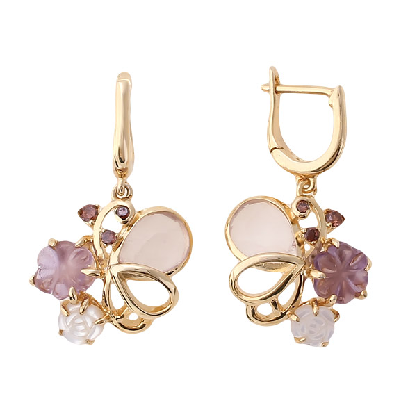

Серьги подвески из серебра Balex Jewellery 2430930075, аметист/кварц/перламутр/кварц, 2430930075