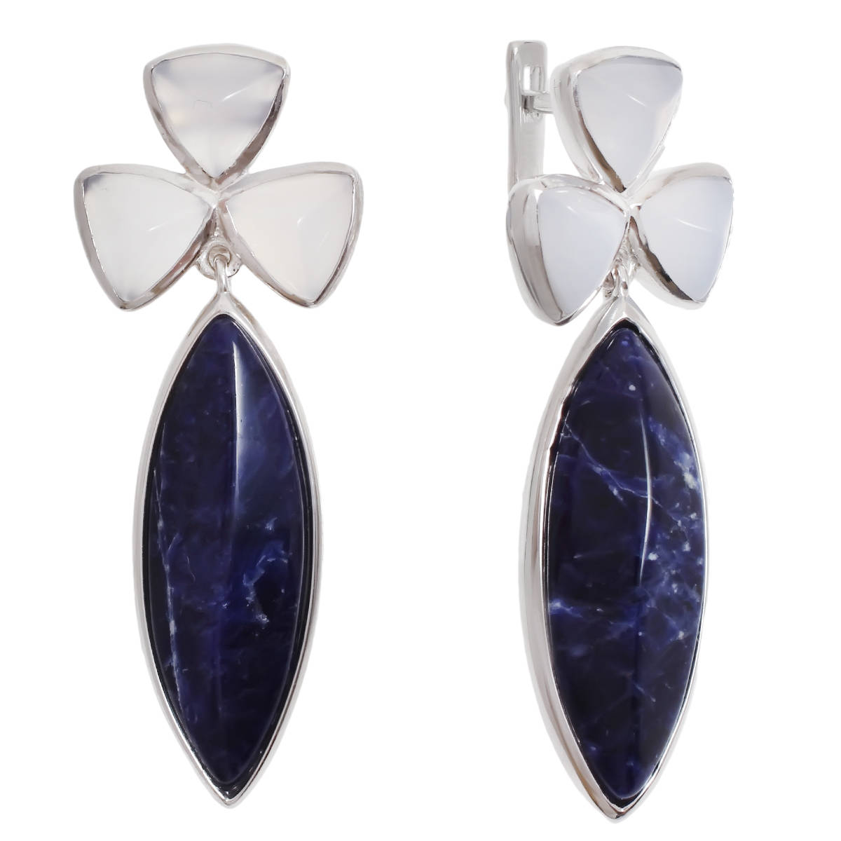 

Серьги подвески из серебра Balex Jewellery 2430930079, содалит/агат, 2430930079