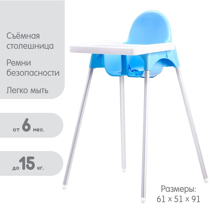 

Стульчик для кормления пластиковый, цвет голубой