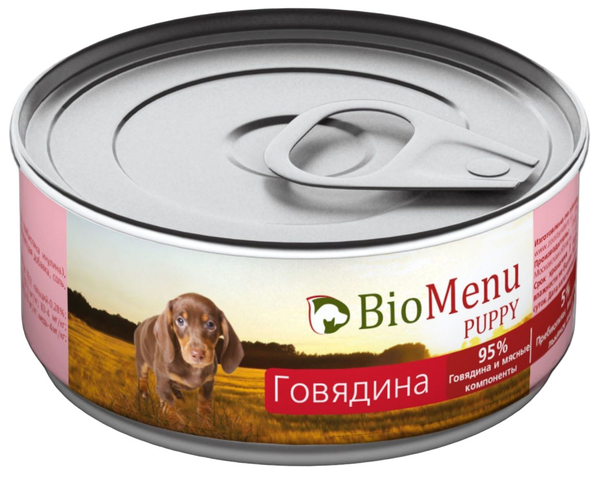 Консервы для щенков BioMenu PUPPY, говядина 95%-мясо, 100г