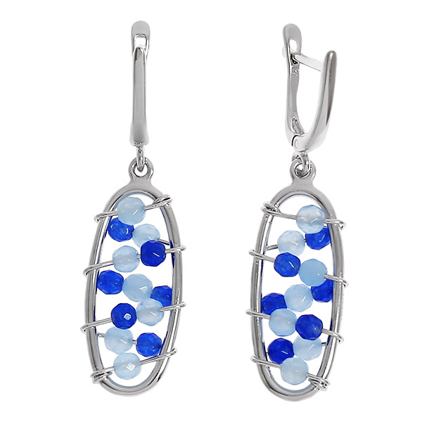 

Серьги подвески из серебра Balex Jewellery 2432930108, агат/жадеит, 2432930108