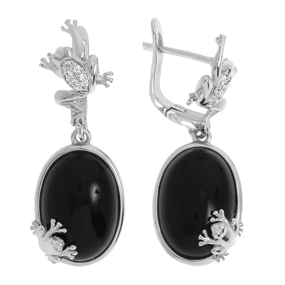 

Серьги женские из серебра Balex Jewellery 2432930134, оникс/фианит, 2432930134