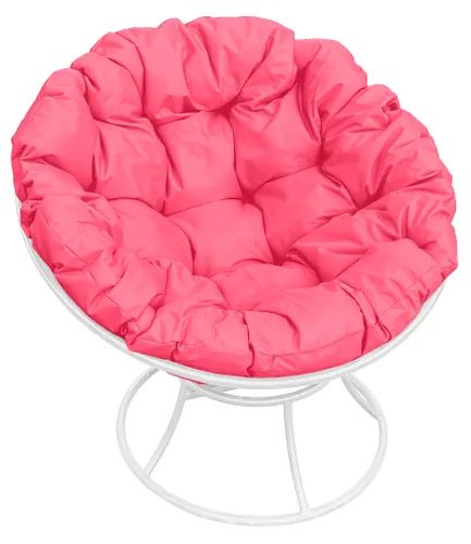 Кресло белое M-group Папасан 12010108 розовая подушка