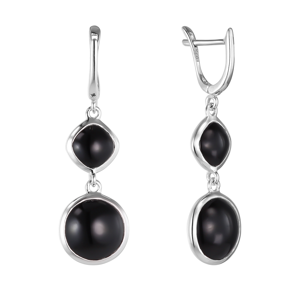 

Серьги подвески из серебра Balex Jewellery 2432930241, оникс, 2432930241