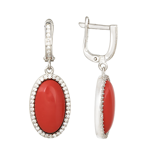 

Серьги женские из серебра Balex Jewellery 2433920059, коралл/фианит, 2433920059