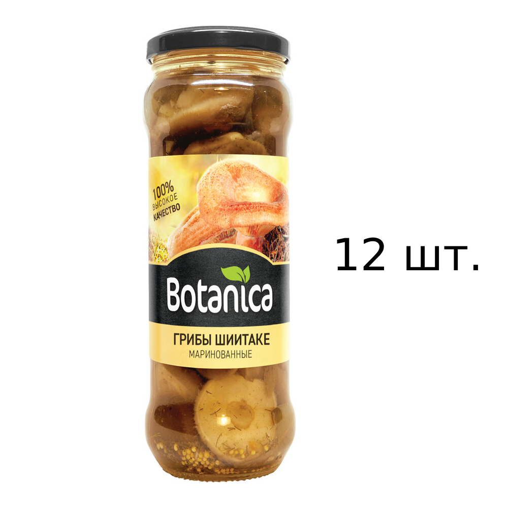 Грибы Botanica маринованные, шиитаке, 12x370 мл